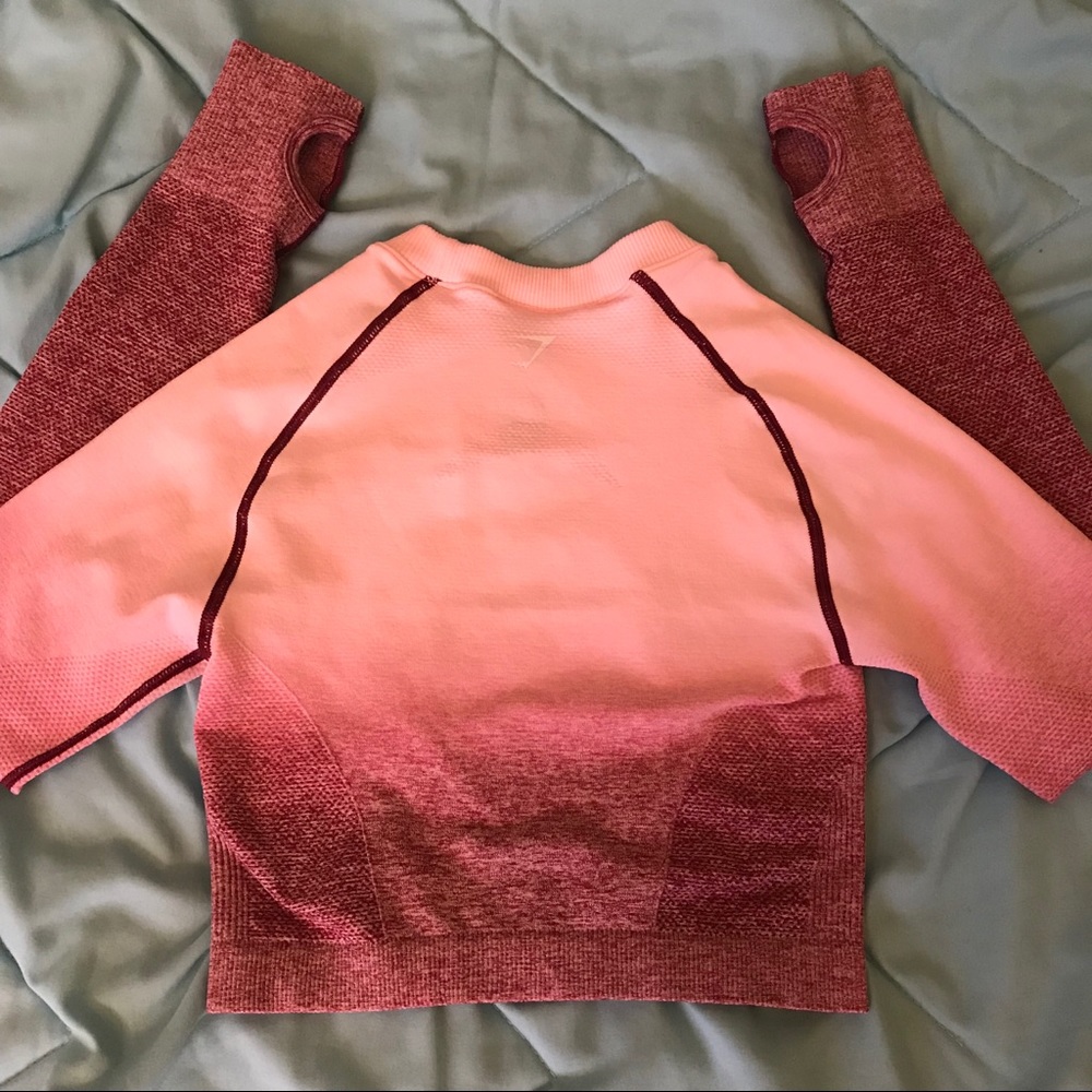 Gymshark Beet & Chalk Pink Ombré Seamless Crop Top